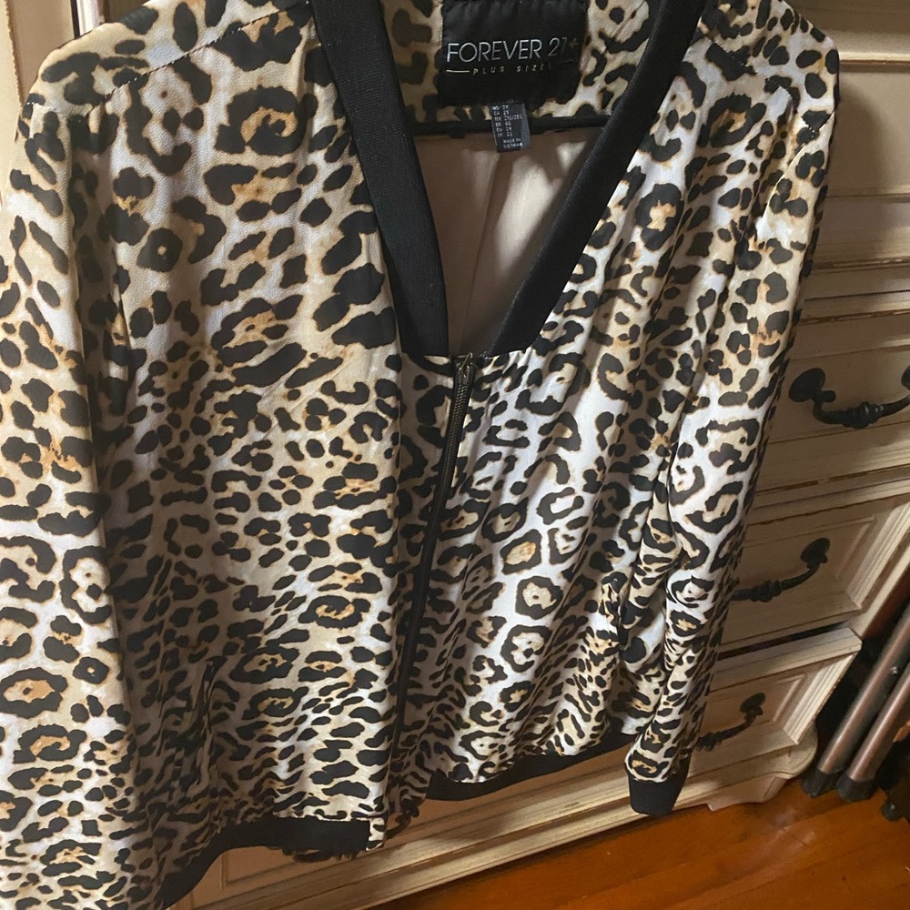 Forever 21 Leopard Print Bomber Jacket